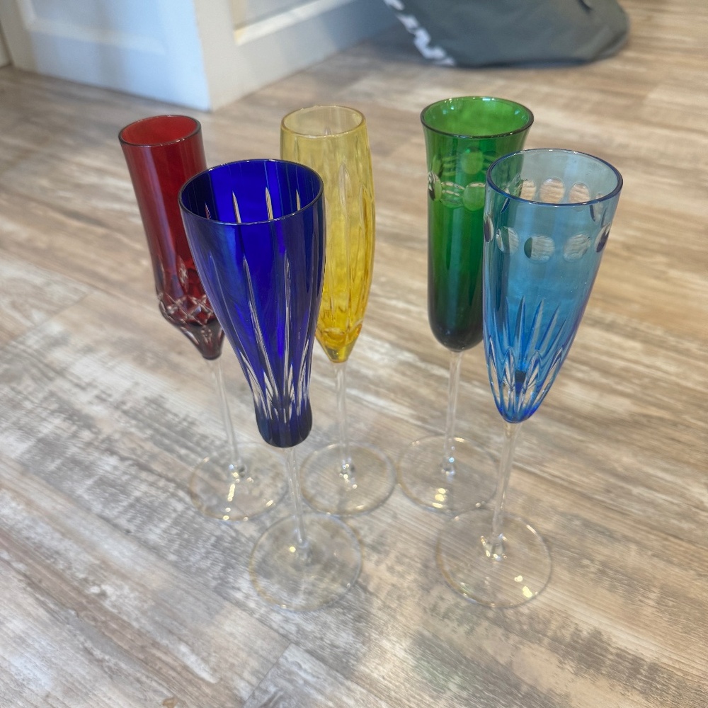 Set of 13 Vintage Birks champagne flutes